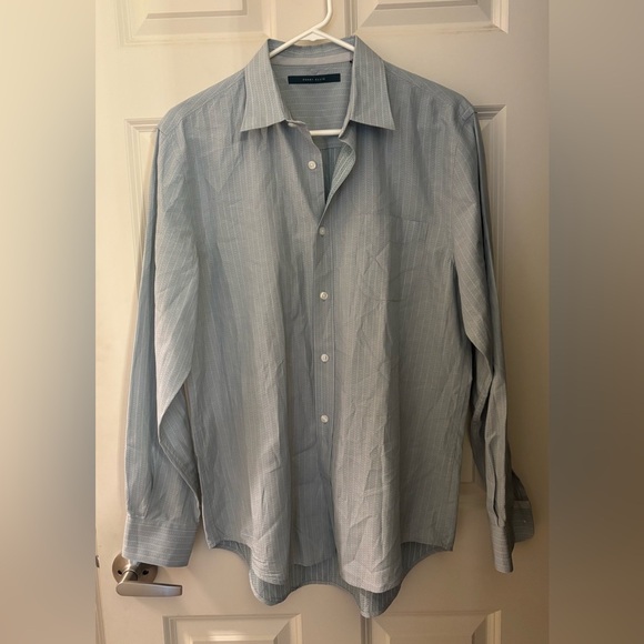 Perry Ellis Men’s 100% Cotton Button Down Long Sleeve Shirt, Blue/Green, Size M - Picture 1 of 9